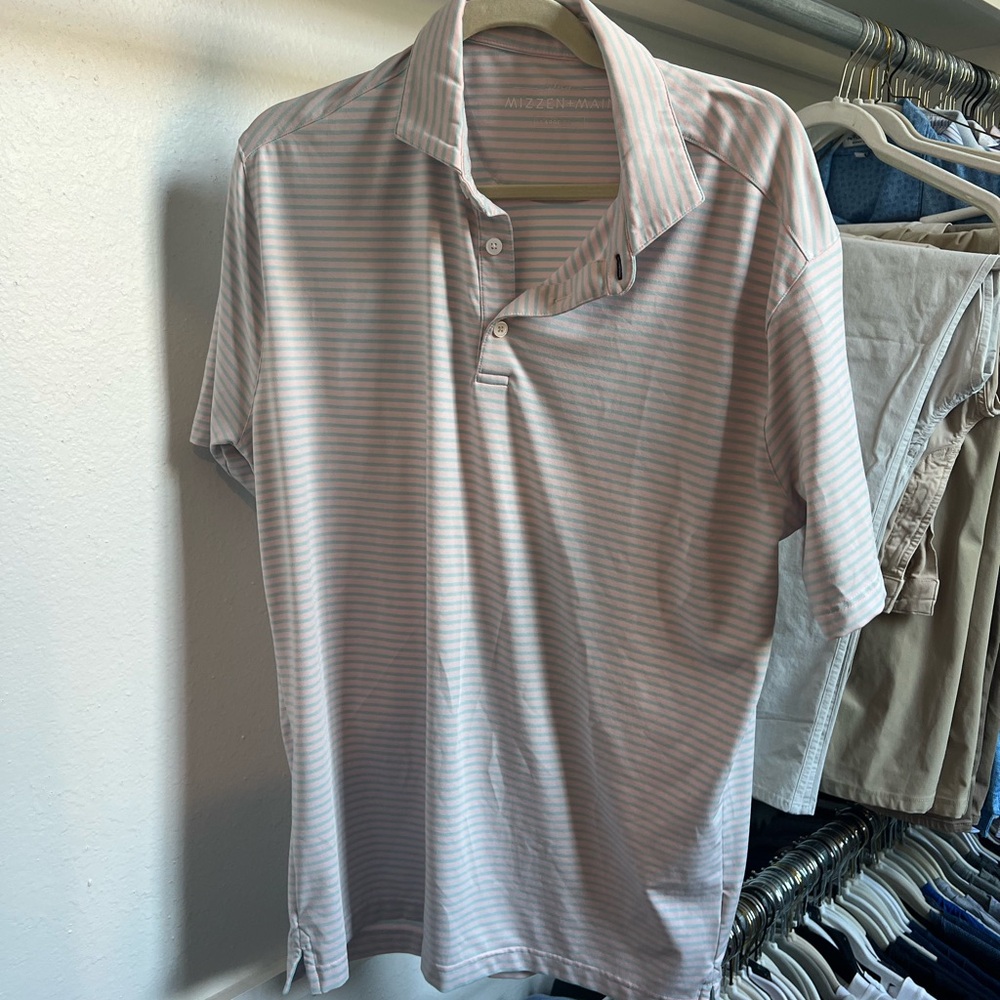 Mizzen+Main Navy Polo Shirt with Moisture-Wicking Fabric